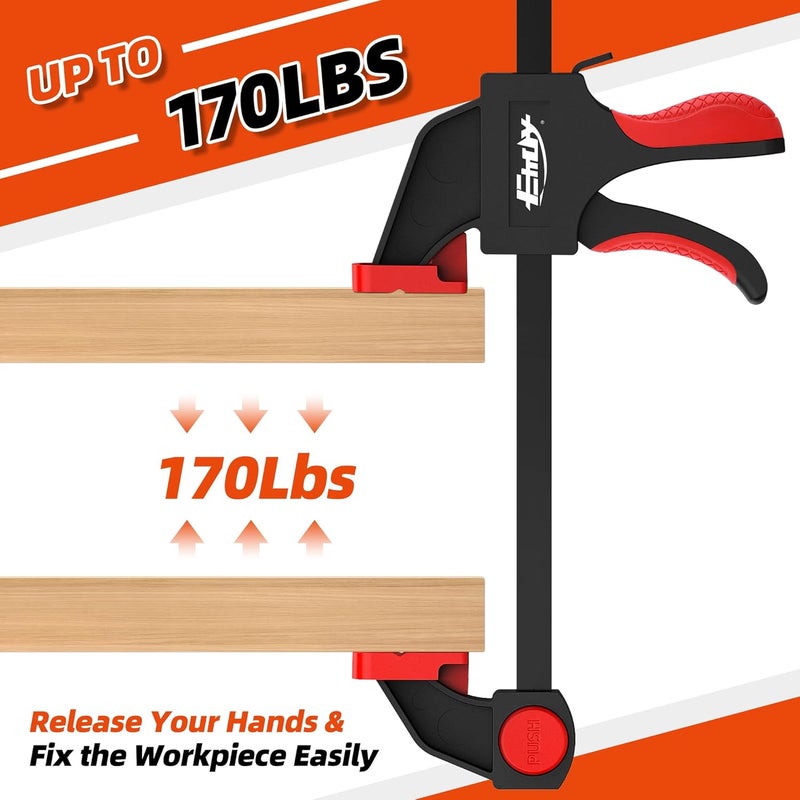 EHDY 24" Bar Clamps for Woodworking, 2-Piece One-Handed Clamp/Spreader, Light-Duty Quick-Change F Clamp with 170 lbs Load Limit - Image 3